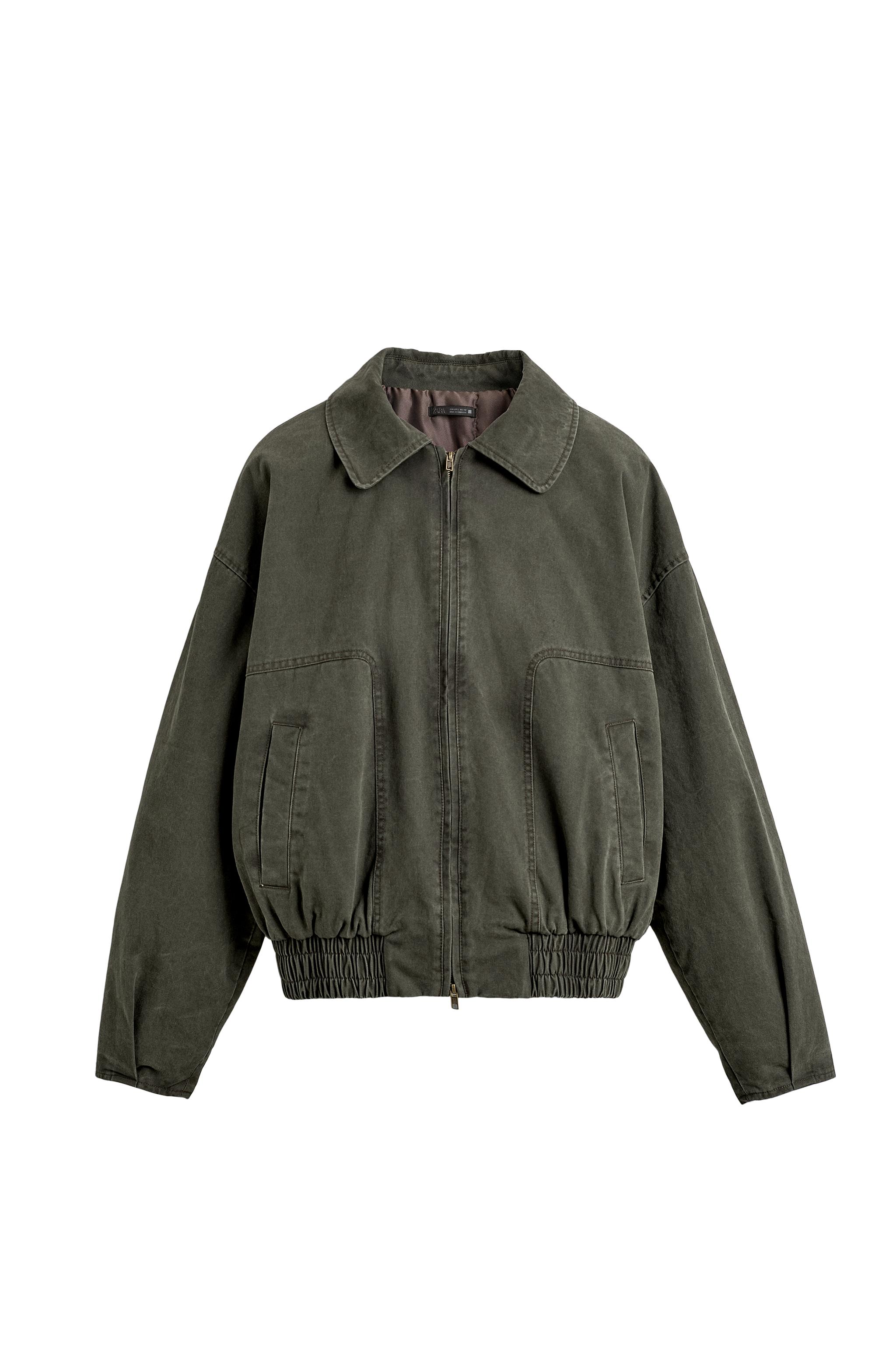 ウォッシュドパフジャケット - ダークカーキ | ZARA Japan / 日本