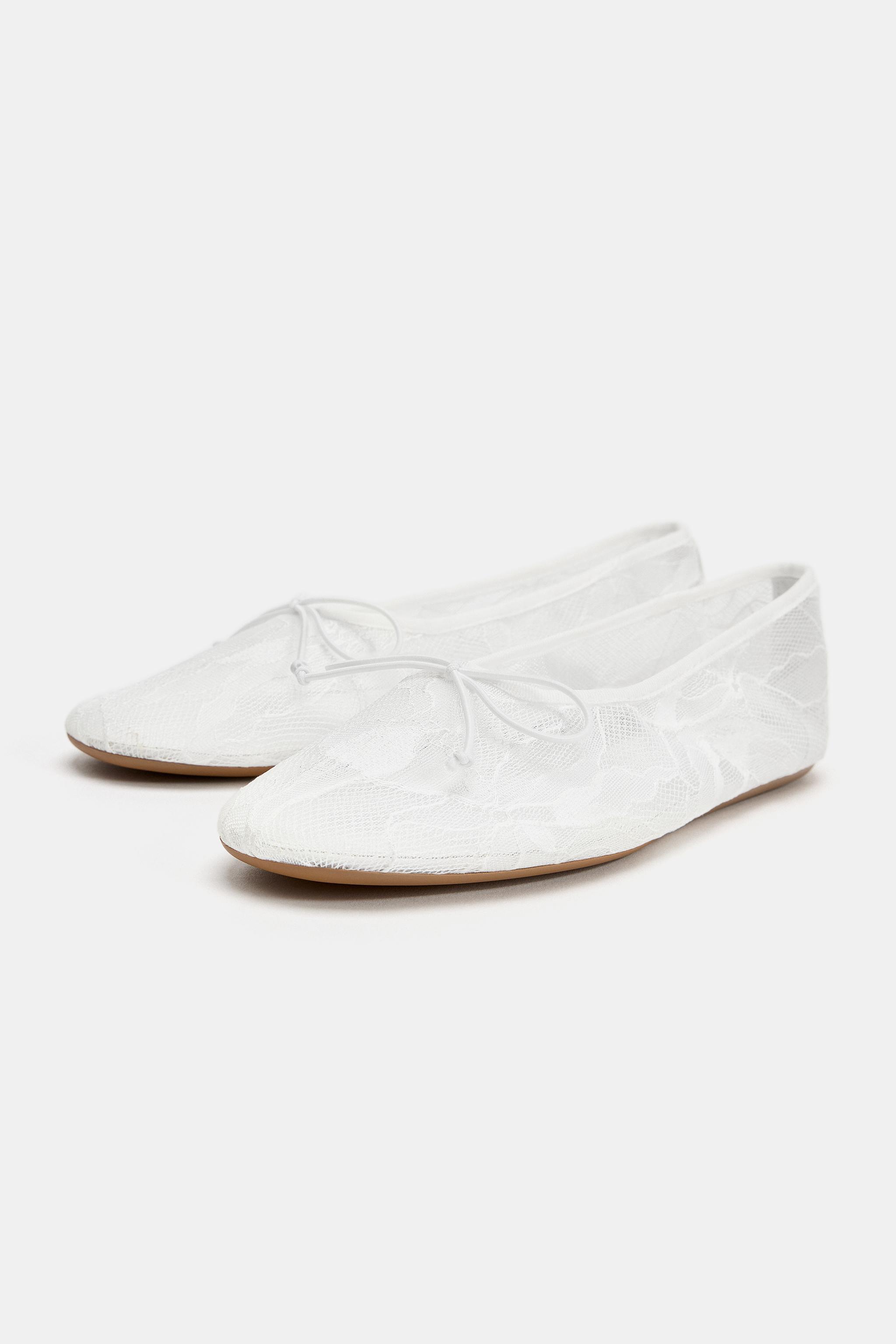 Обувь Zara LACE BALLERINA FLATS — фото 3
