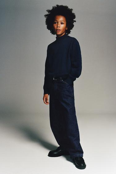 FINE KNIT HIGH NECK SWEATER - navy by Zara