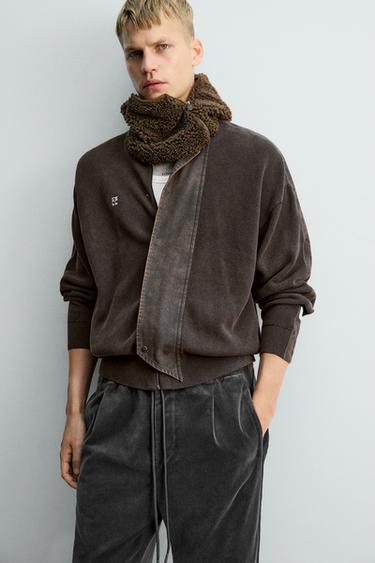 WASHED KNITTED CARDIGAN WITH STRIPES X SR_A - Navy blue by Zara - Image 5