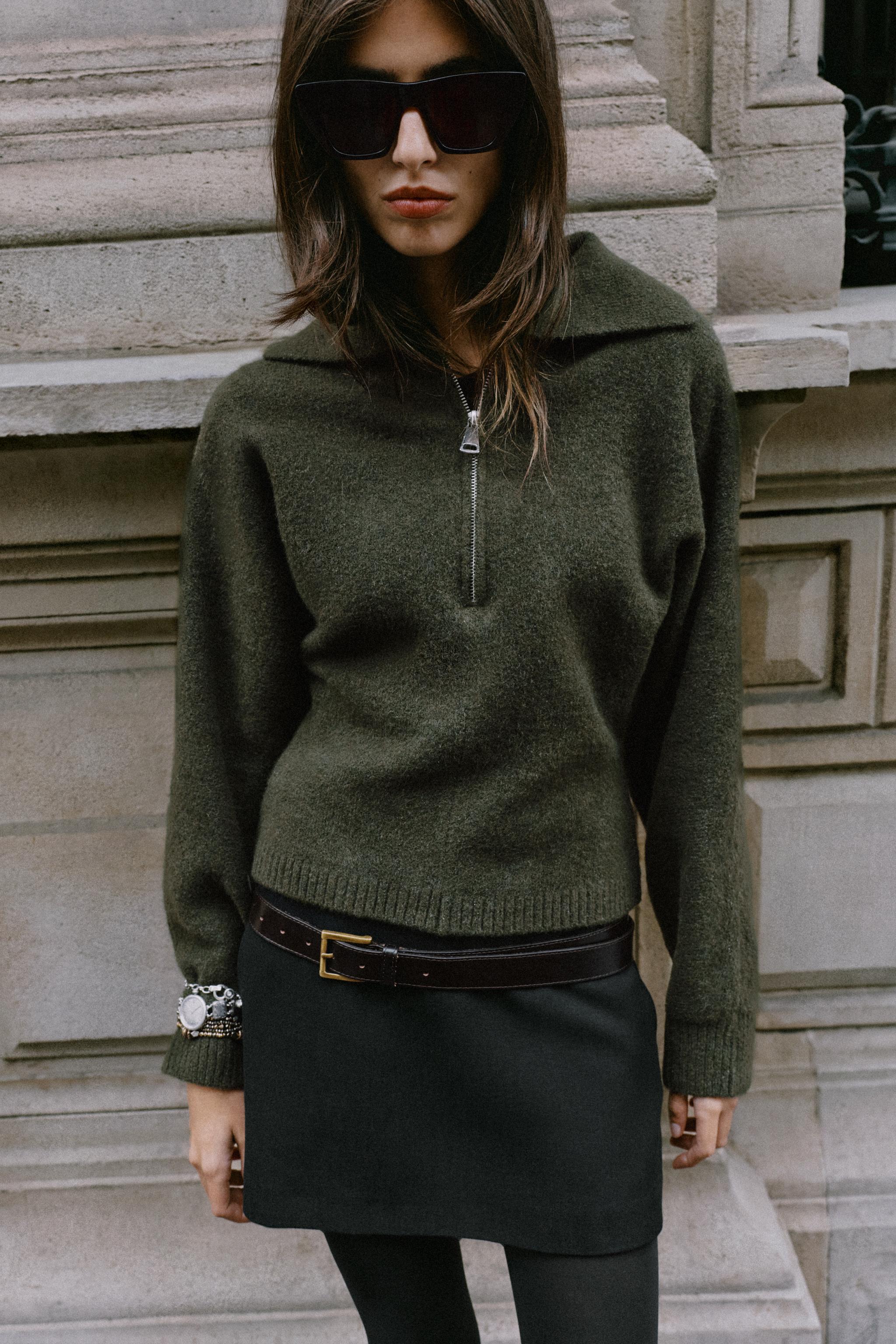SOFT KNIT ZIP-UP SWEATER
