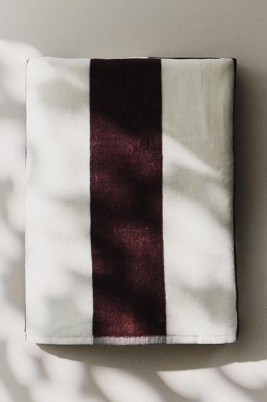 스트라이프 비치 타월 - Zara 버건디