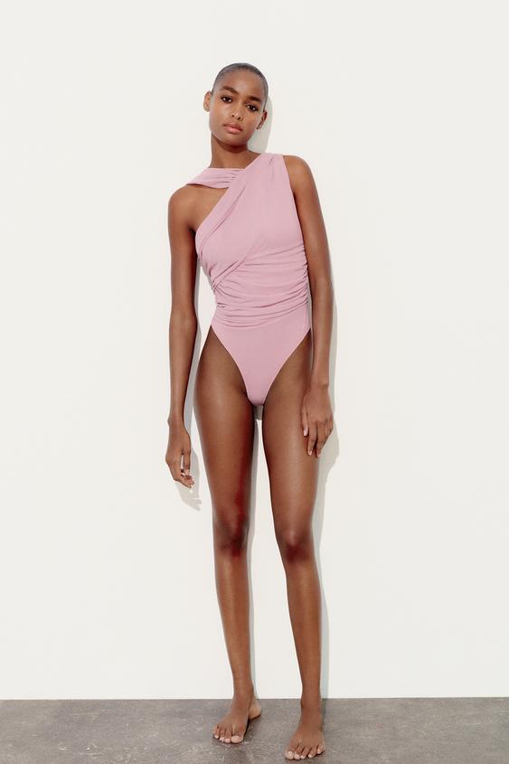 Zara, Tops, Zara Neoprene Effect Cut Out Bodysuit Size Small