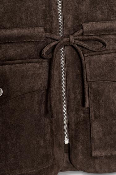 GILET EFFET DAIM POCHES - Marron chocolat de Zara - Image 6