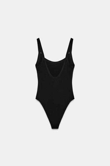 COTTON STRAPPY BODYSUIT - Black by Zara - Image 5