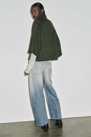 KNIT PONCHO SWEATER - Mid-green by Zara - Image 4