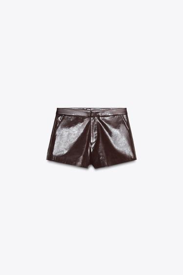 FAUX LEATHER SHORTS - Dark burgundy by Zara - Image 0