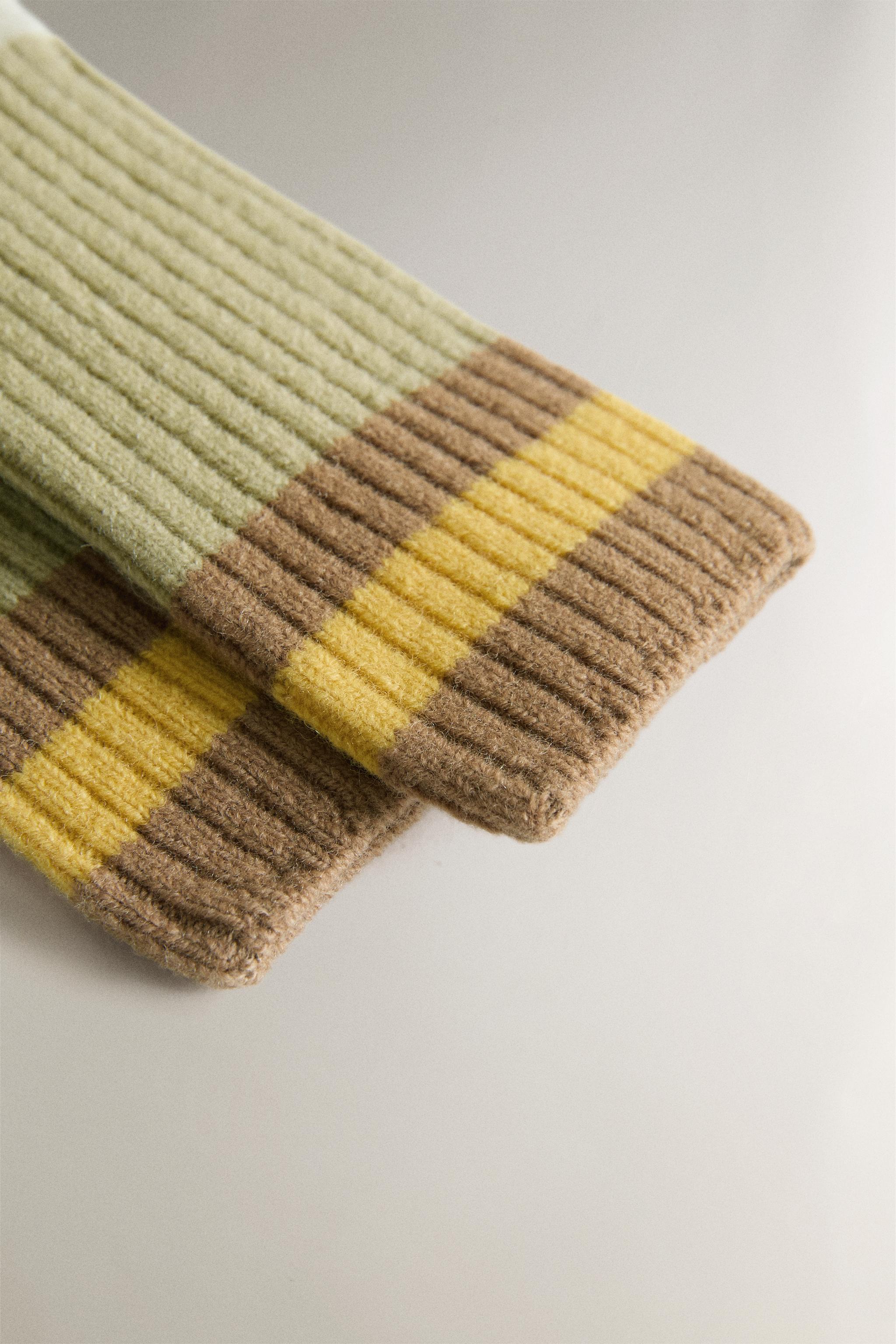 STRIPED WOOL SOCKS — Yellow