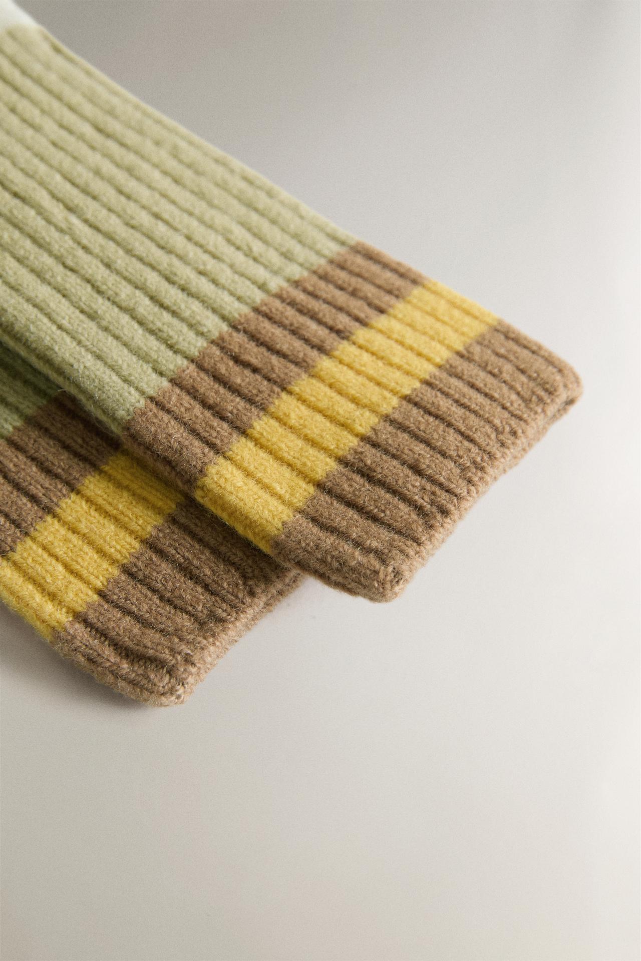 STRIPED WOOL SOCKS — Yellow
