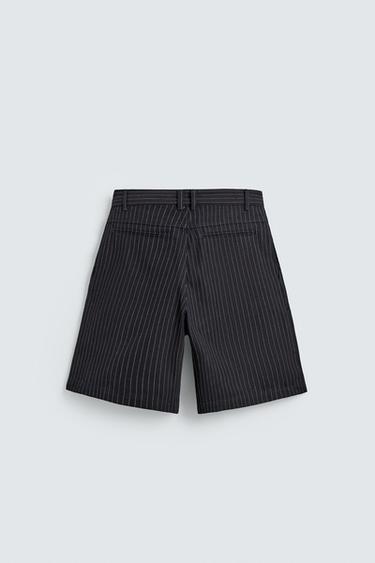 SHORT PLISSÉ À RAYURES - Bleu de Zara - Image 6