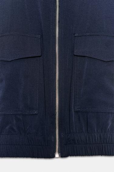 HIGH COLLAR JACKET WITH FLAP POCKETS - Navy blue by Zara - Image 8