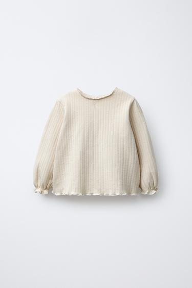 POINTELLE T-SHIRT - Light beige by Zara - Image 0