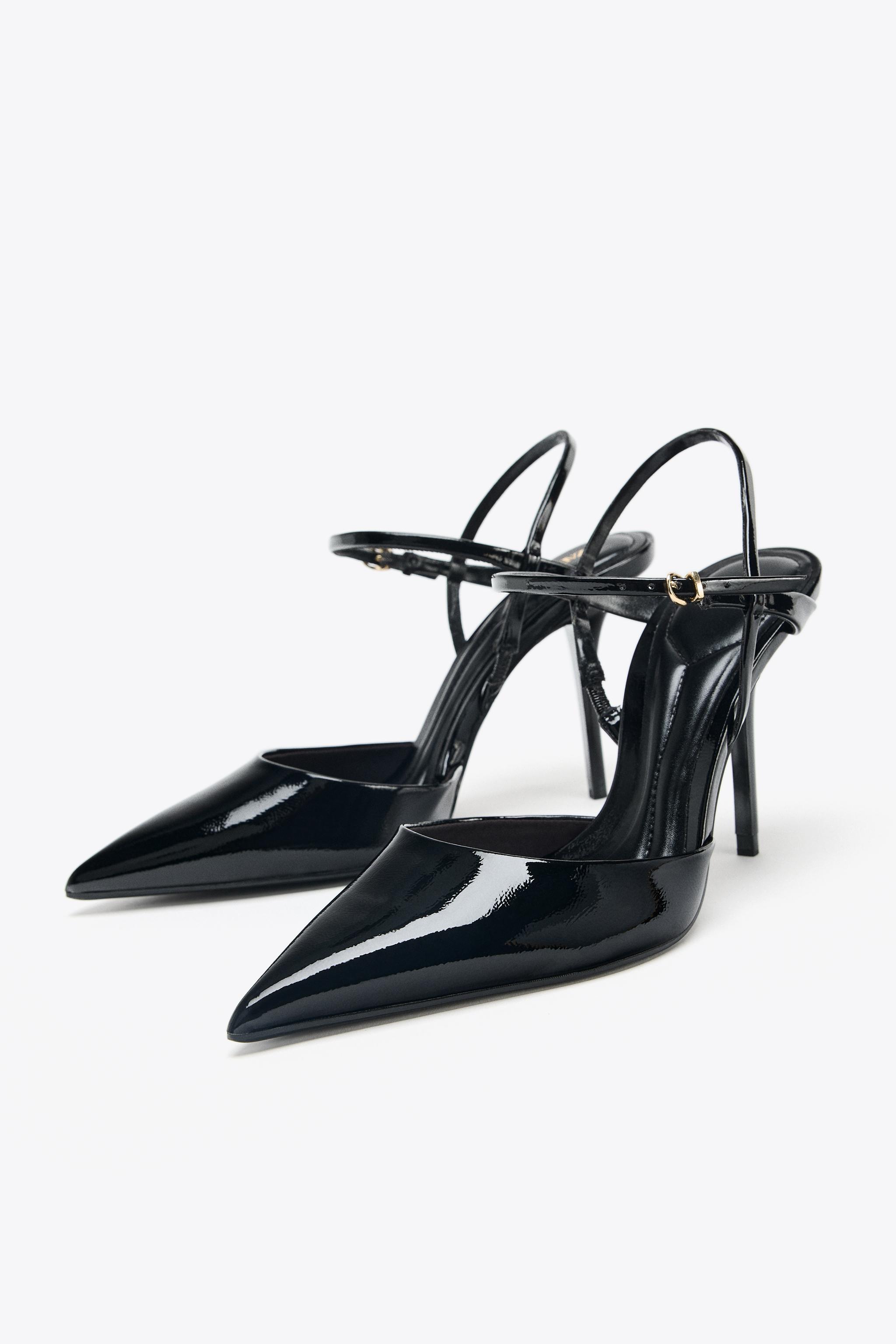 ストラップ付きスリングバックシューズ - ブラック | ZARA Japan