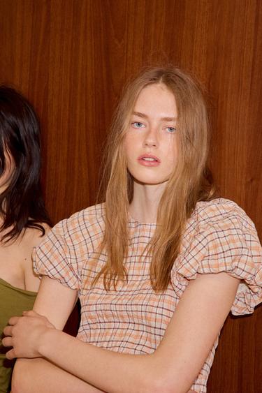 POPLIN BALLOON SLEEVE TOP - Oranges by Zara - Image 1