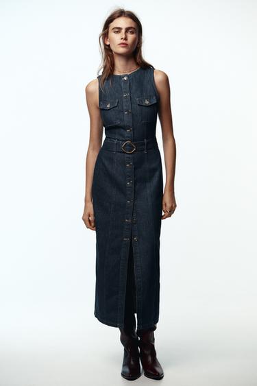 Z1975 DENIM DRESS WITH BELT - Blue by Zara