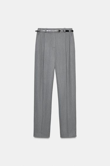 PANTALON AVEC CEINTURE - Gris de Zara