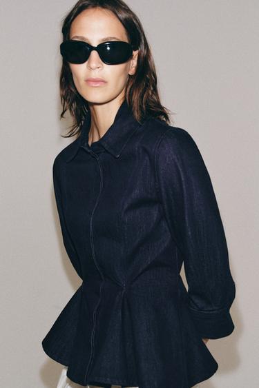 חולצת דנים פפלום ZW COLLECTION - כחול של Zara