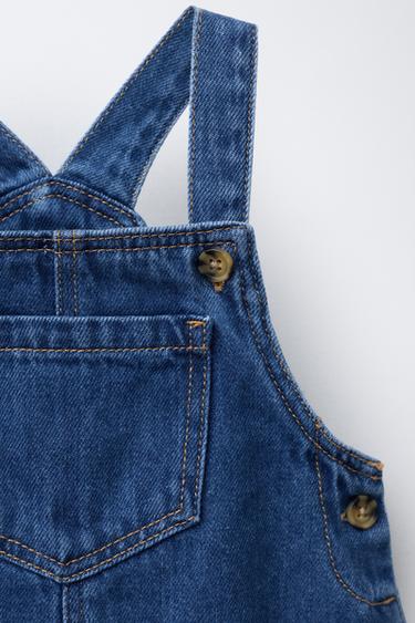 DENIM PINAFORE DRESS AND BLOOMERS - Mid-blue by Zara