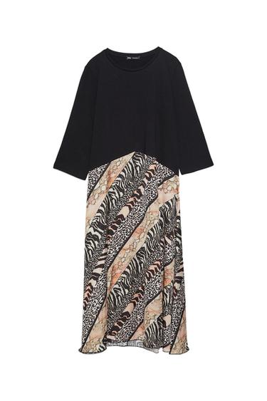 SATIN-FINISH CONTRAST DRESS