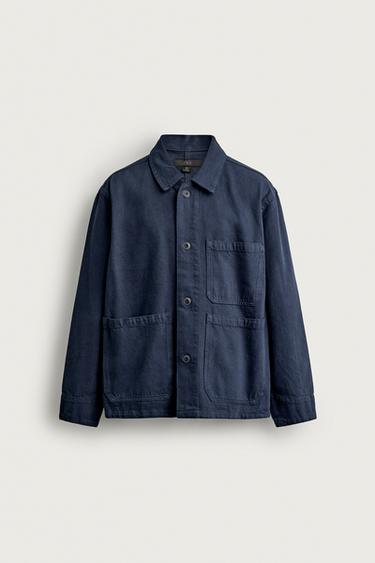 RELAXED FIT JAKKE MED LOMMER - Midnight blue fra Zara