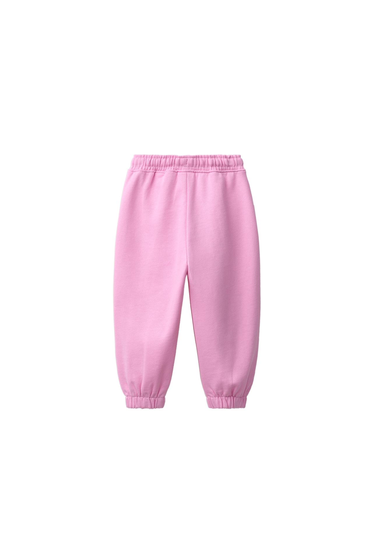 DAISY EMBROIDERED PLUSH PANTS — Chalk pink
