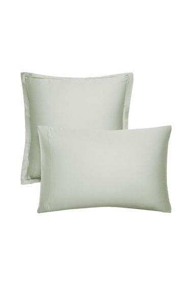 SATEEN PILLOWCASE WITH TRIM (300 THREAD COUNT) - Mint by Zara