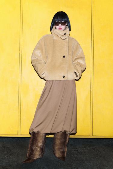 MIDI BALLOON SKIRT WITH BELT - camel by Zara