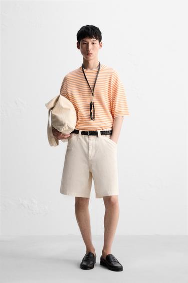 CANVAS TEXTURED BERMUDA SHORTS - Ecru by Zara