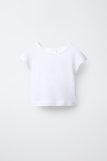 T-SHIRT AVEC COTON ET MODAL - Blanc de Zara - Image 0
