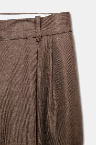 100% LINEN STRAIGHT TROUSERS - Mink by Zara - Image 6