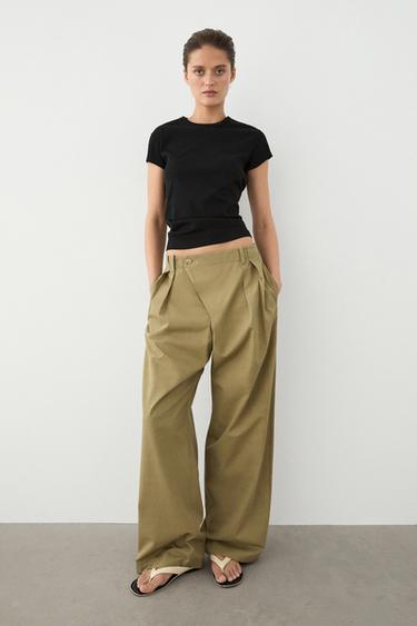 Zara 100% mercerised cotton short sleeve T-shirt - Black