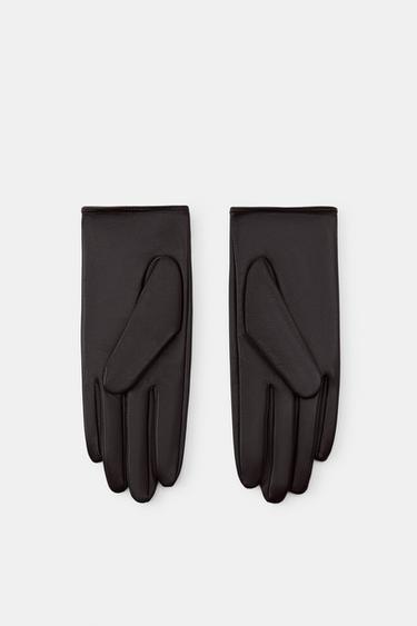 GANTS COURTS EN CUIR 100% ARAIGNÉE - Marron de Zara - Image 2