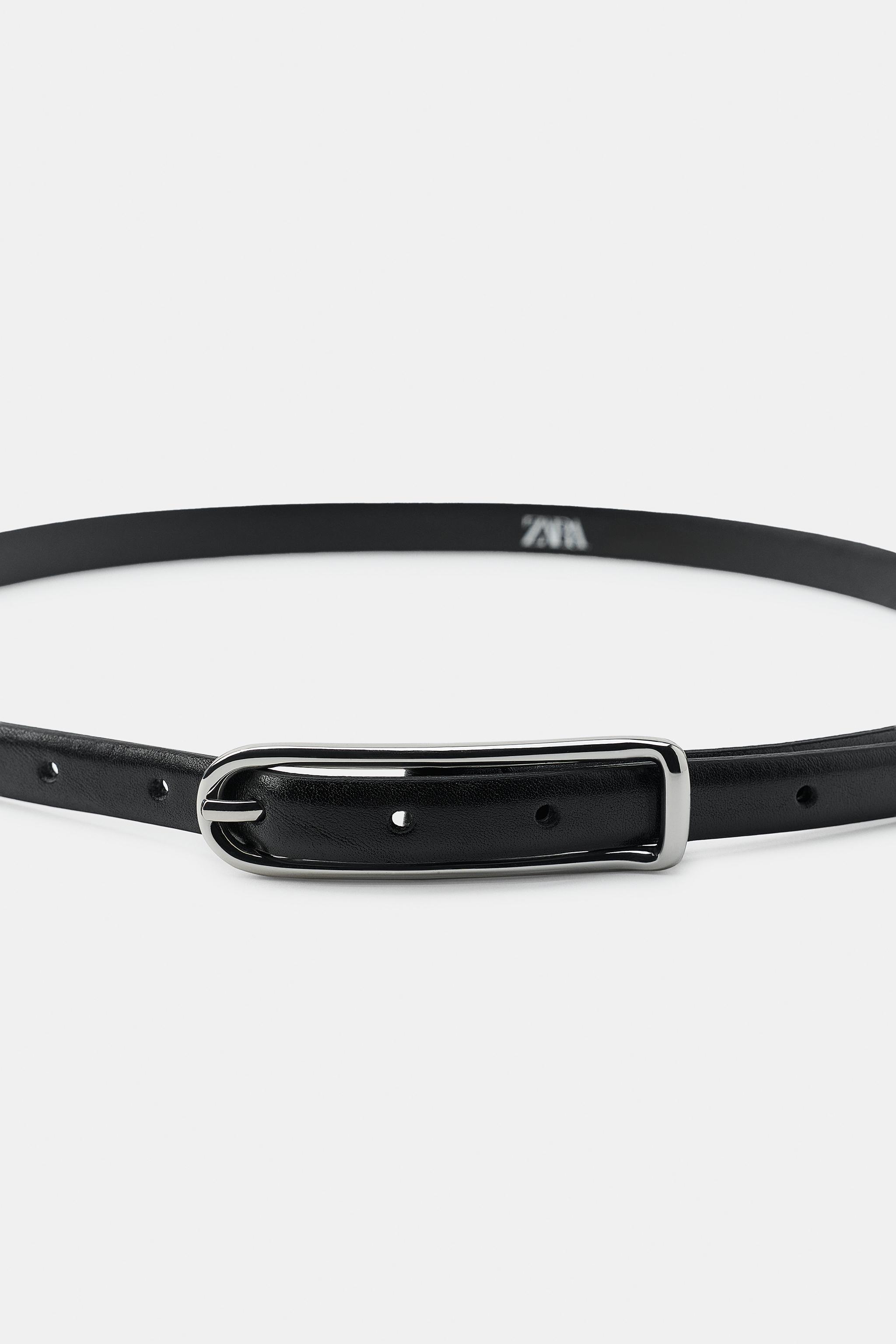 100% LEATHER SKINNY BELT