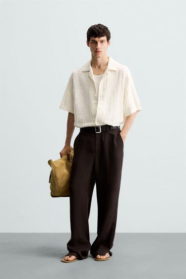 CAMISA JACQUARD DESFLECADO - Crudo claro de Zara - Imagen 0