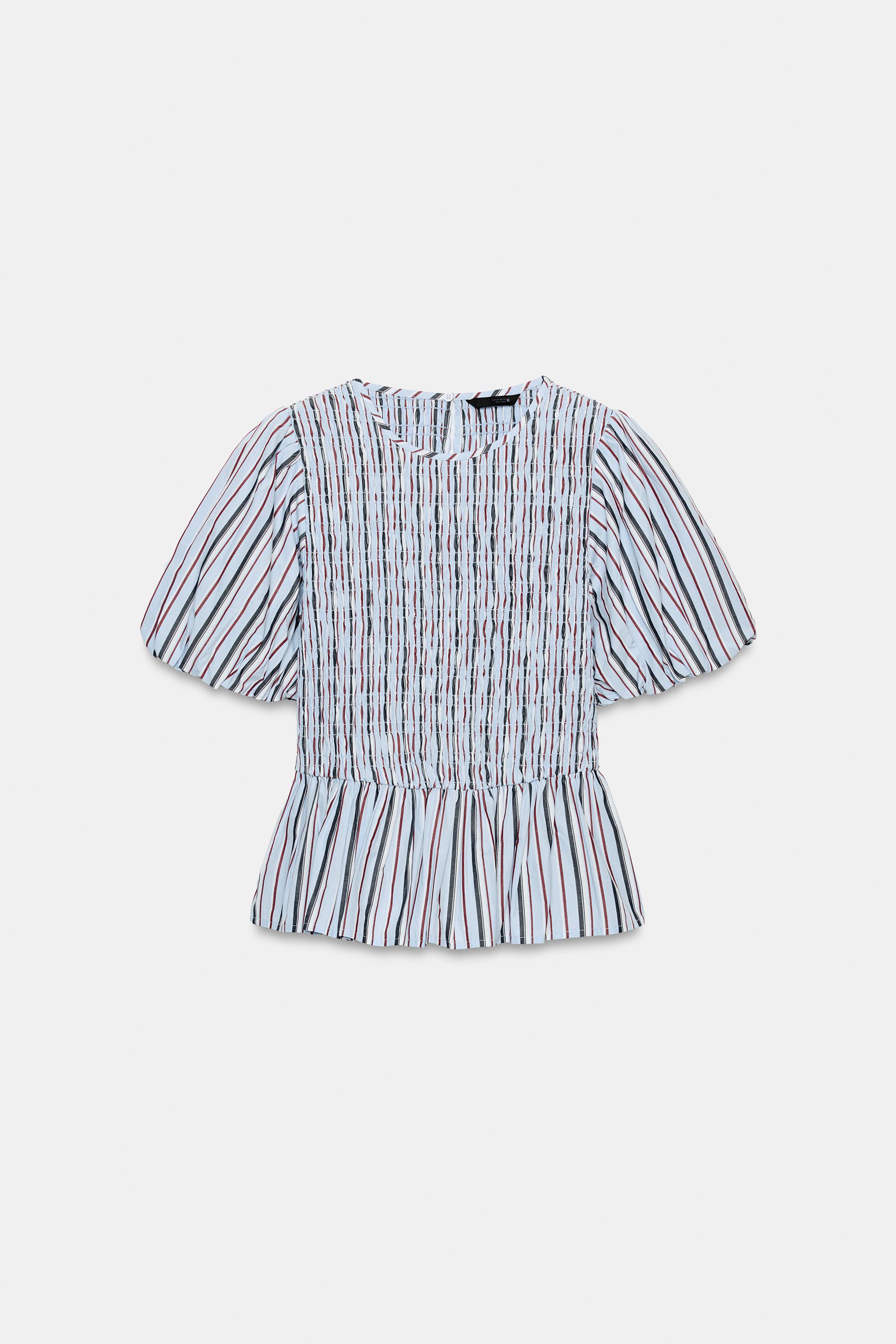 SMOCKED STRIPED TOP