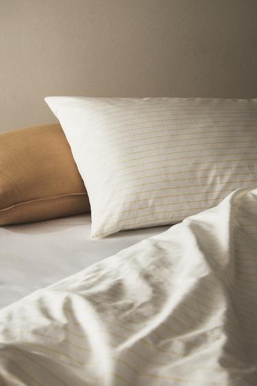 TAIE D’OREILLER COTON DÉLAVÉ RAYURES - Jaune de Zara - Image 4