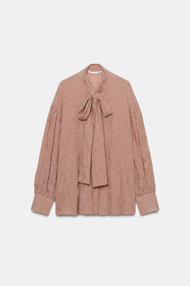 ZW COLLECTION ストライプリボンシャツストライプ0ZaraのZW COLLECTION ストライプリボンシャツ - ストライプ - 画像 0