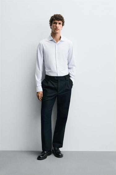 CAMISA REGULAR FIT - Blanc / Marí de Zara