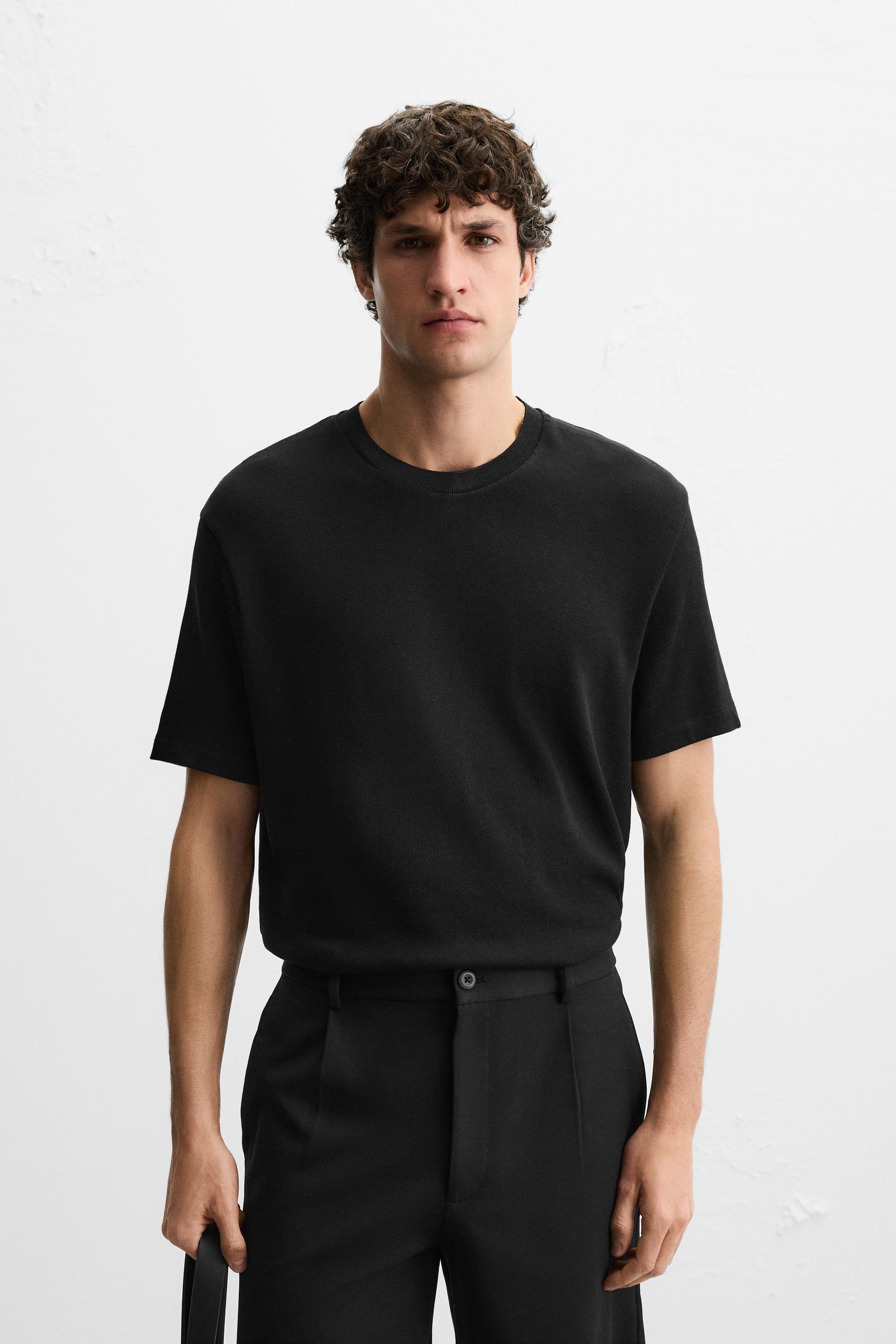 ニットレギュラーフィットTシャツ - ブラック | ZARA Japan / 日本