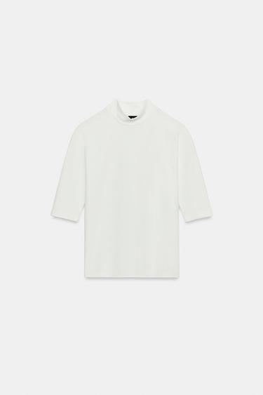CAMISETA CUELLO PERKINS - Blanco roto de Zara