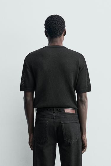 KNITTED HENLEY T-SHIRT - Black by Zara - Image 2