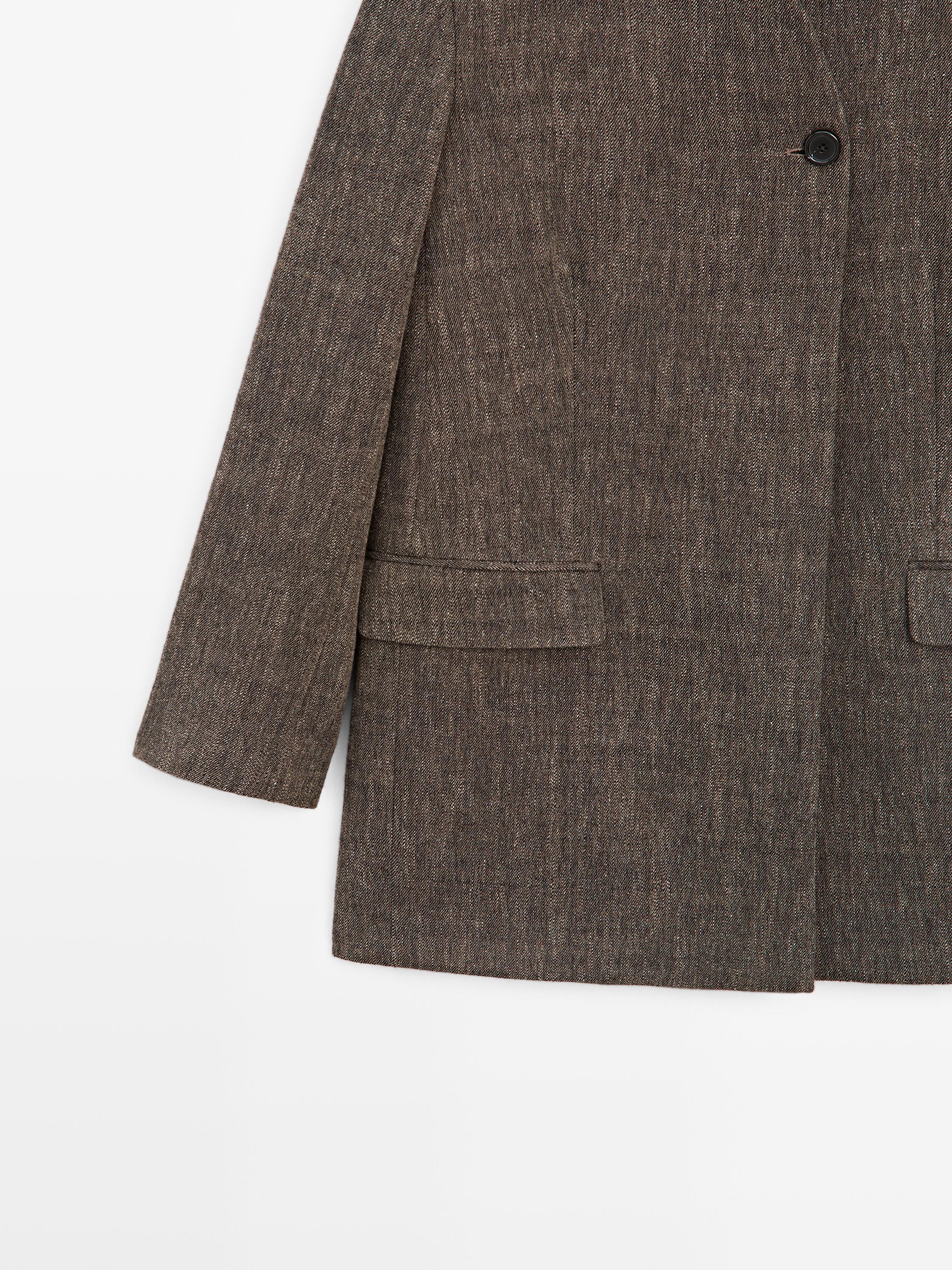 Flecked wool blend coat with high collar