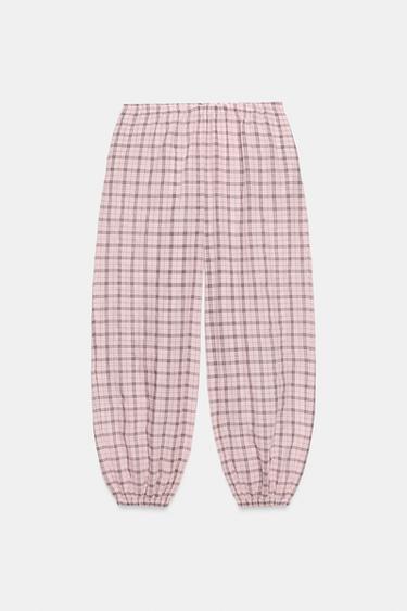 PANTALON BOUFFANT À CARREAUX ZW COLLECTION - Rose de Zara - Image 5