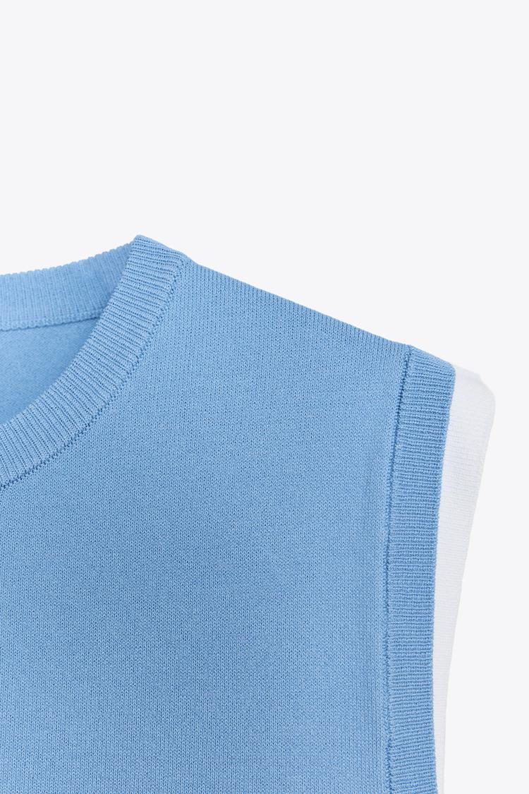 ҚОС ҚАБАТТЫ ЖИЕКТЕМЕСІ БАР ТОҚЫМА ТОП - Көк Zara компаниясынан - Сурет 5