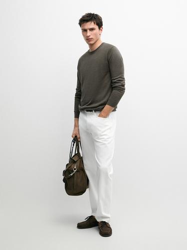 Zara Linen knit crew neck sweater - crocodile - Image 0