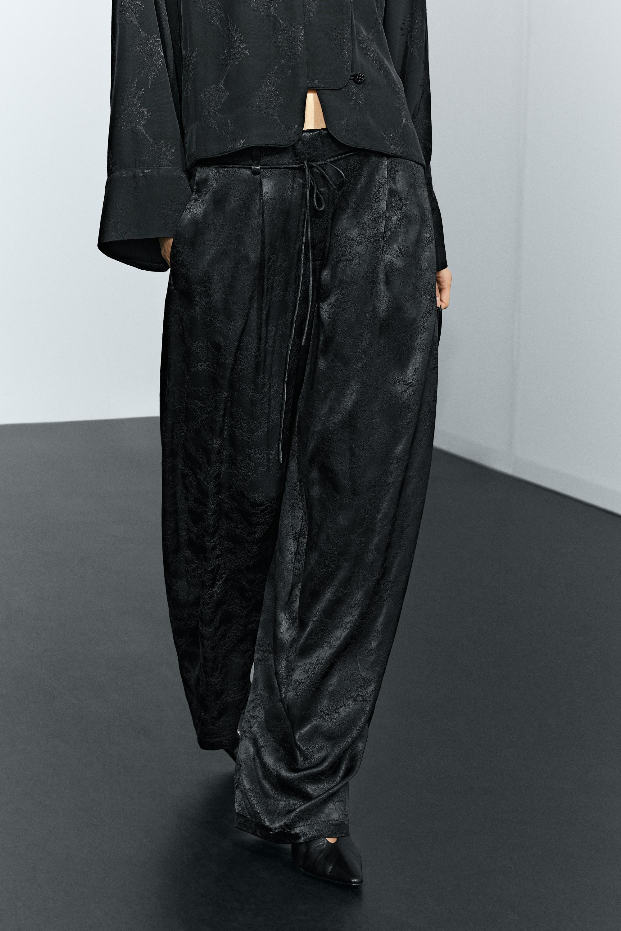 Pantalon large fluide jacquard