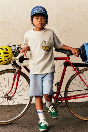 T-SHIRT WITH RAISED SLOGAN - Ecru by Zara - Image 4
