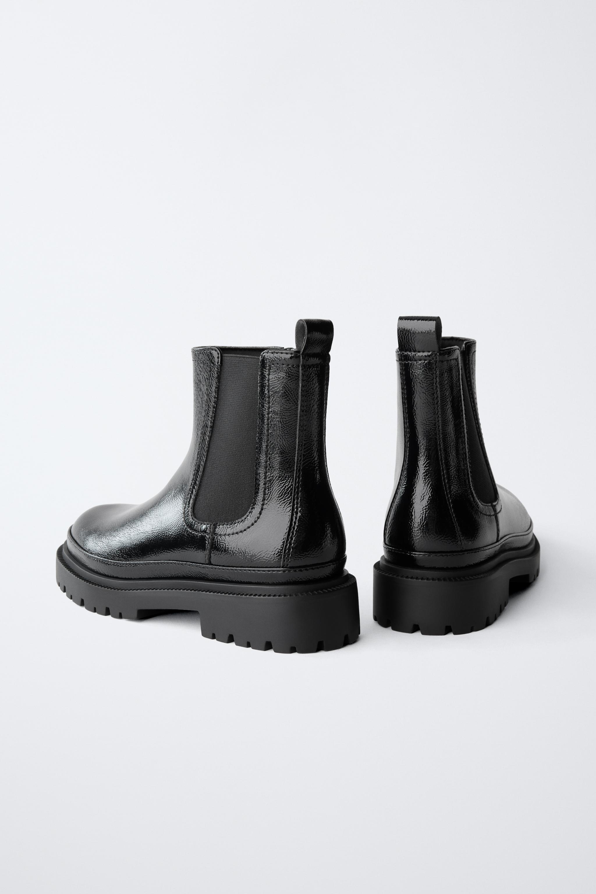 ブラックショートブーツ エナメルショートブーツ - ブラック | ZARA Japan / 日本