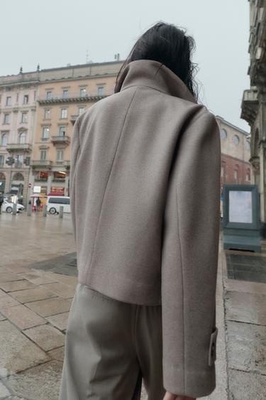 VESTE À COL MONTANT - Marron clair de Zara - Image 5