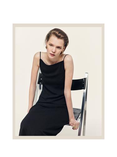 Zara Long dress with rhinestone detail - Black